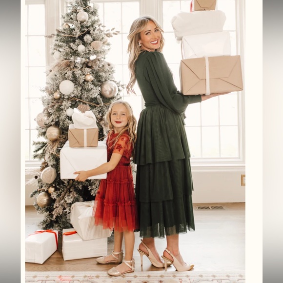 Ivy City Co Tulle Cosette Dress NWT Winter White Large Holiday Christmas - Picture 6 of 8